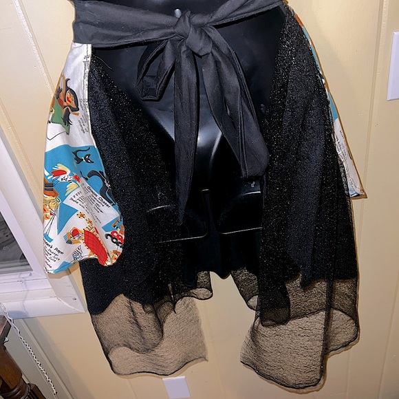 Vintage Cocktail Recipes Apron Black Sequins Lace & Sheer Trim - Picture 12 of 13